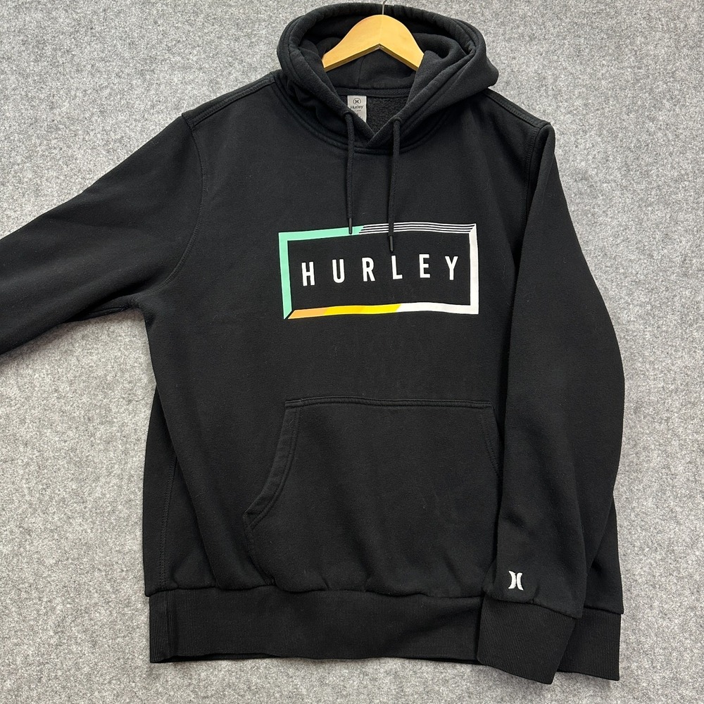 Hurley Hoodie Men's XL Black Fleece Pullover Logo Graphic ‎ Ride Surf Skate
